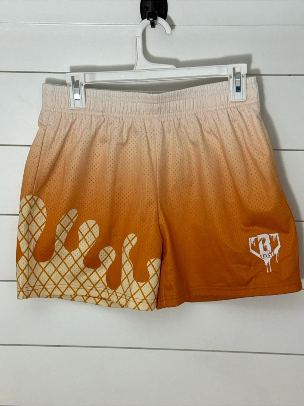 Kids Orange Ombre Athletic Shorts with White Graphic